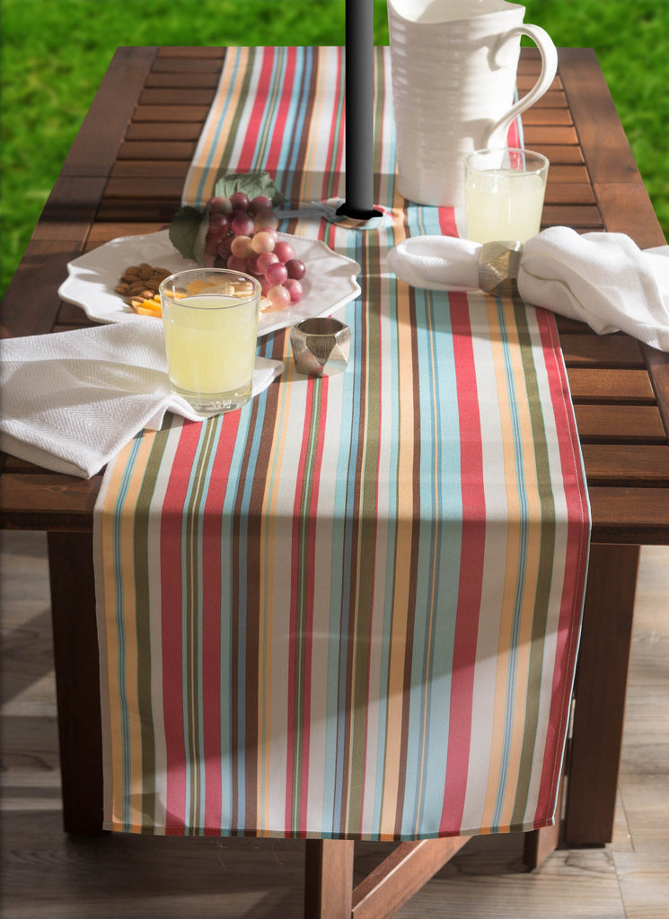 DII Summer Stripe Outdoor Table Runner With Zipper