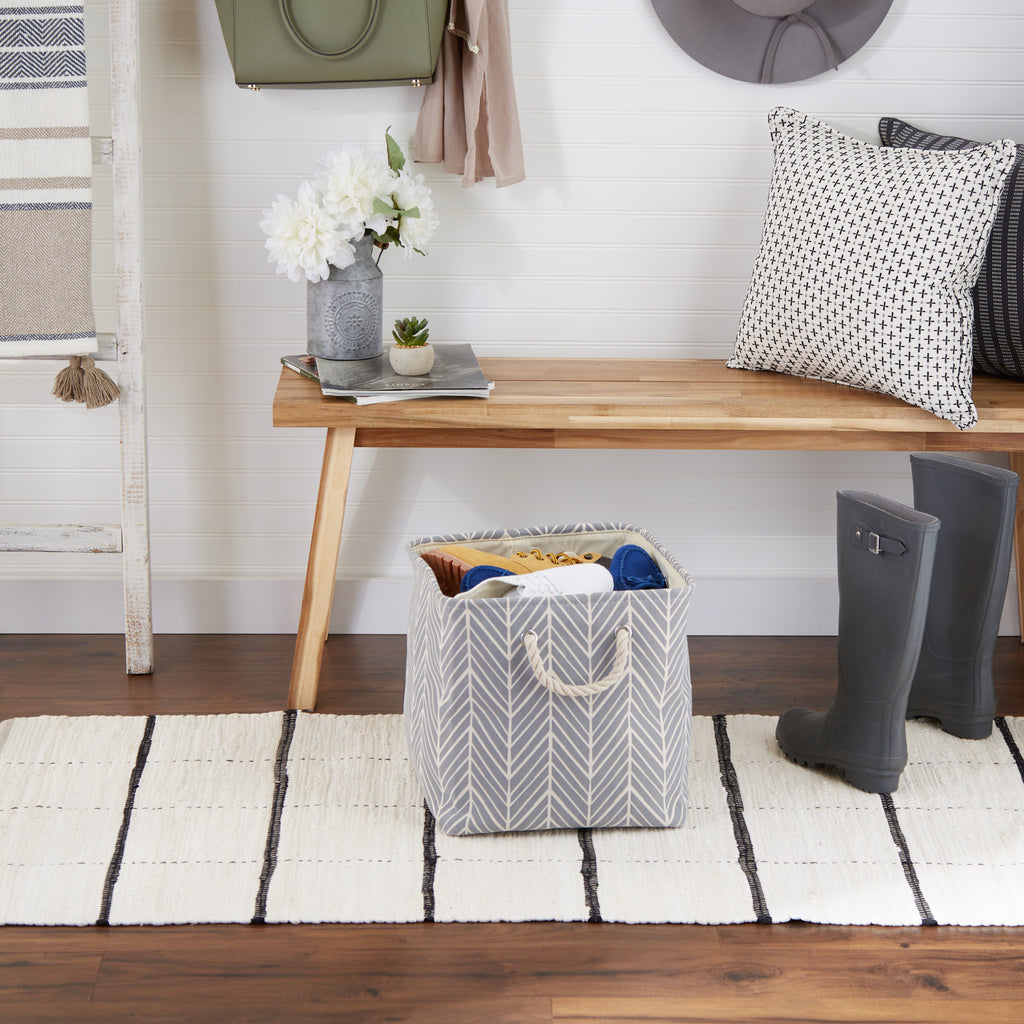 Herringbone Gray Polyester Bin Square