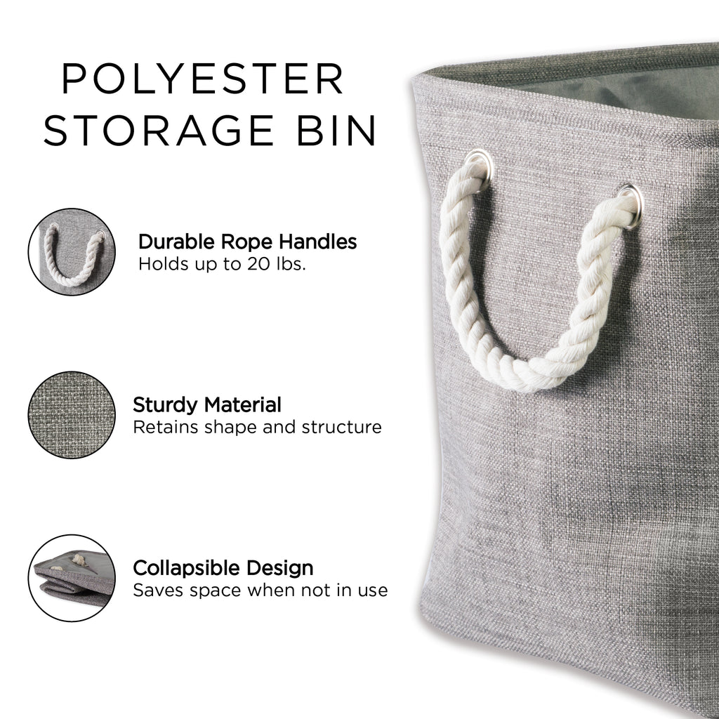 Herringbone Gray Polyester Bin Square