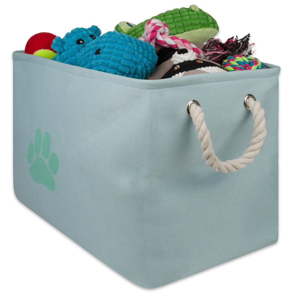 DII Polyester Pet Bin Paw Aqua Rectangle Medium