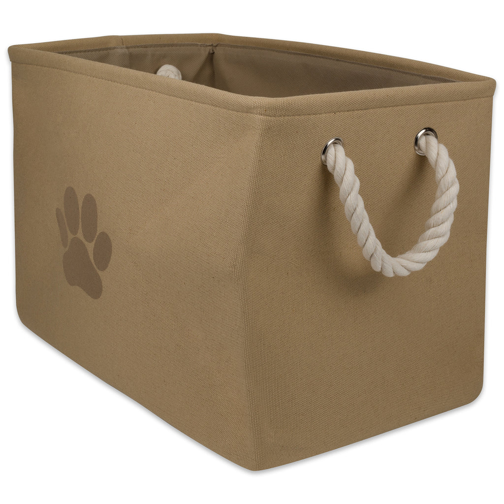 Polyester Pet Bin Paw Taupe Rectangle Small 14x8x9