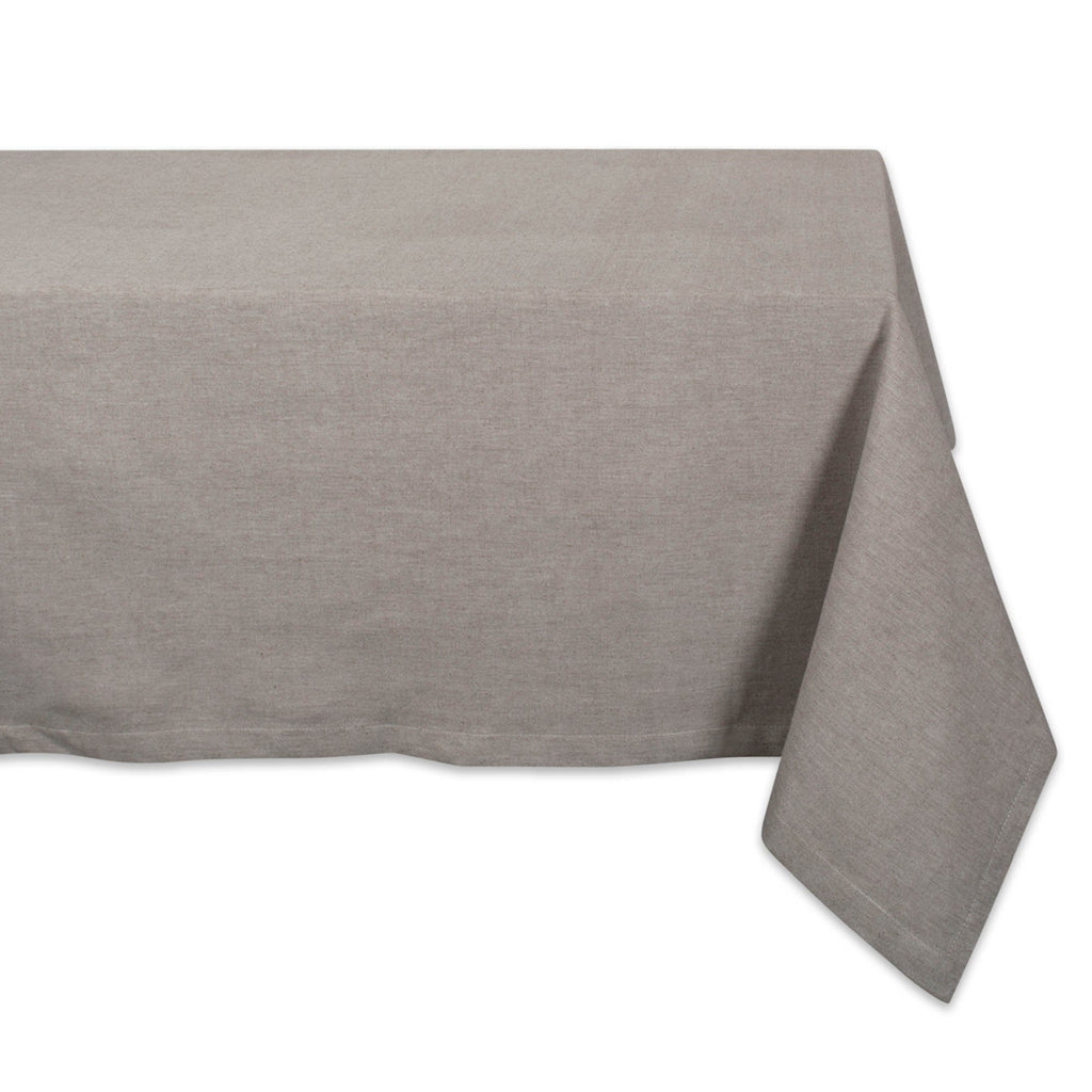 Stone Brown Solid Chambray Tablecloth 60x104