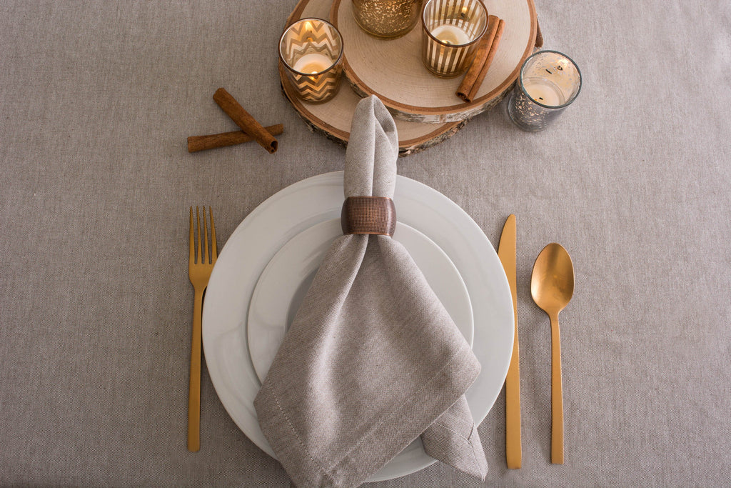 DII Stone Brown Solid Chambray Tablecloth