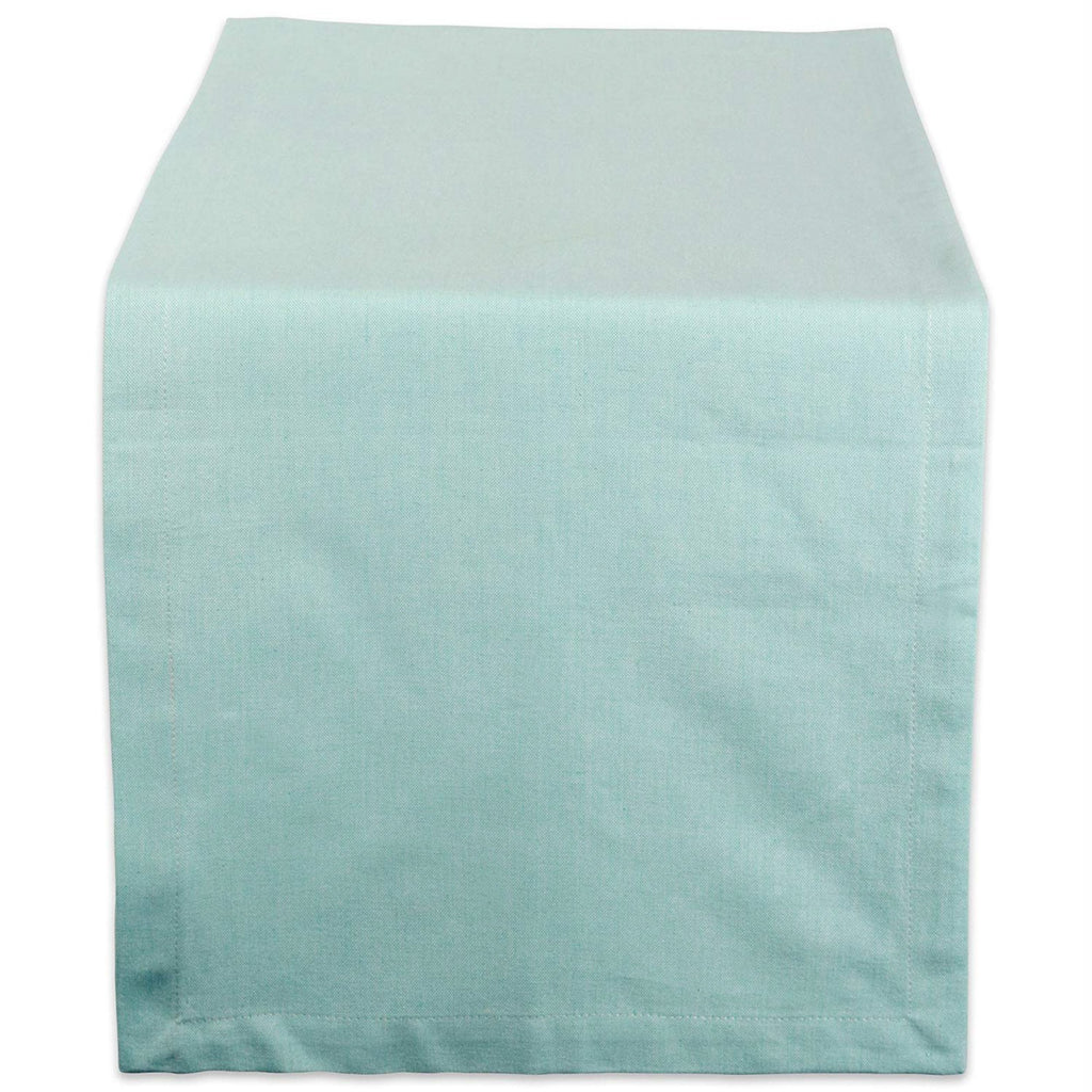 Aqua Solid Chambray Table Runner 14x108