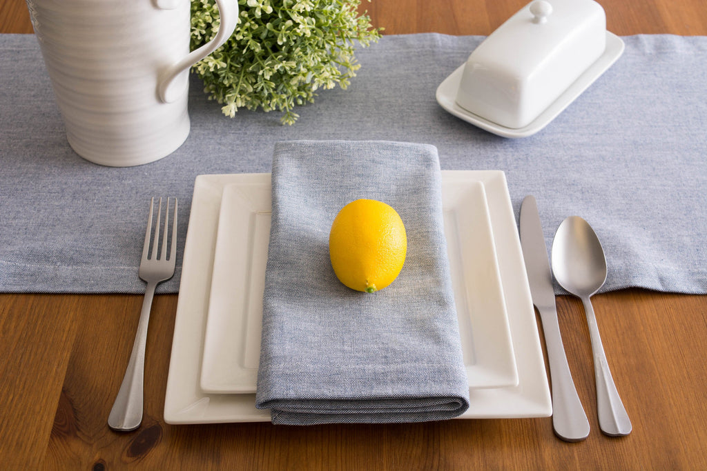 DII Blue Solid Chambray Table Runner