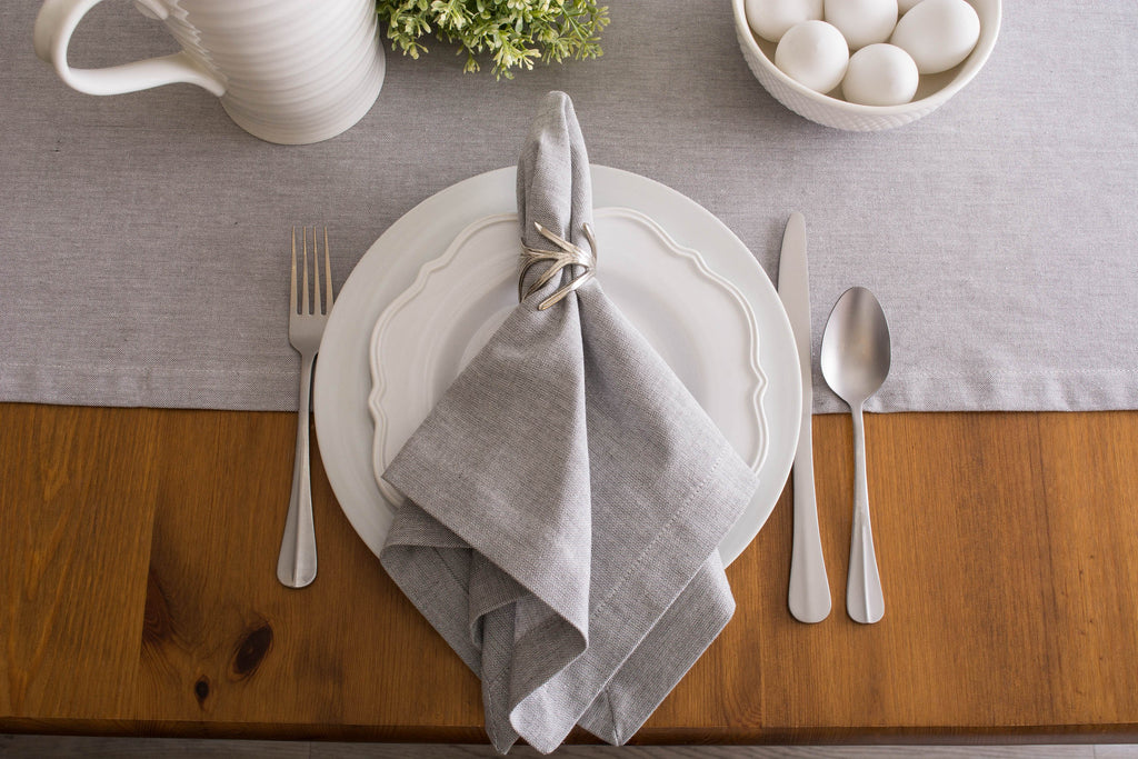 DII Gray Solid Chambray Table Runner