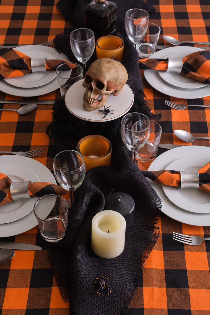 Orange Buffalo Check Tablecloth