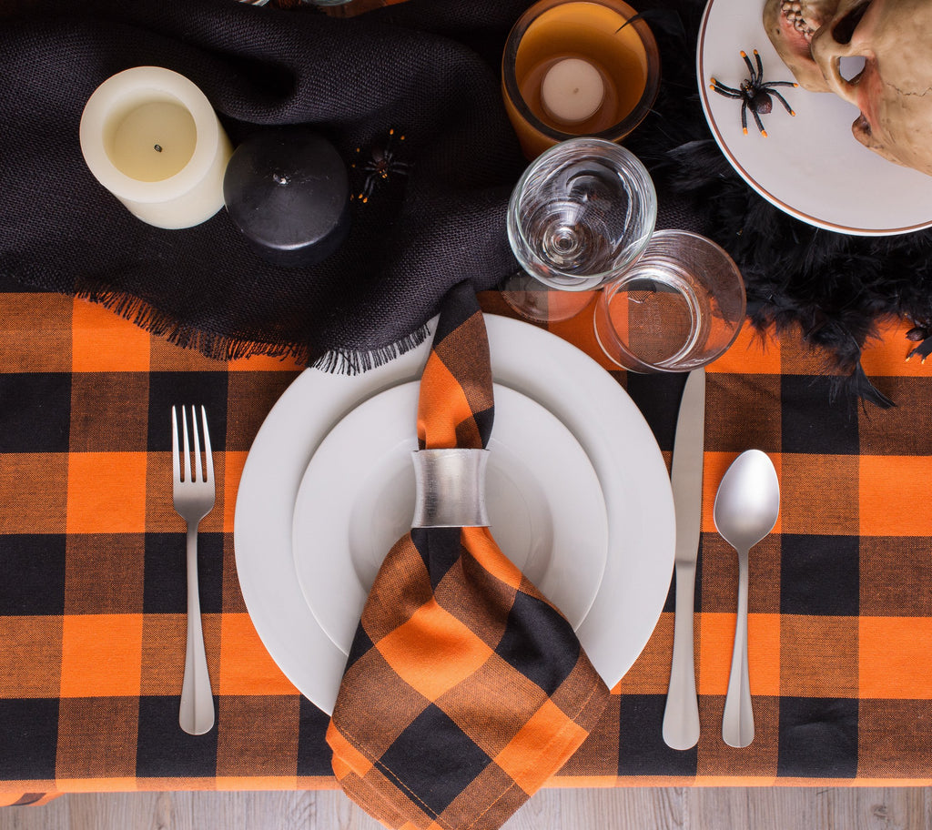 Orange Buffalo Check Tablecloth