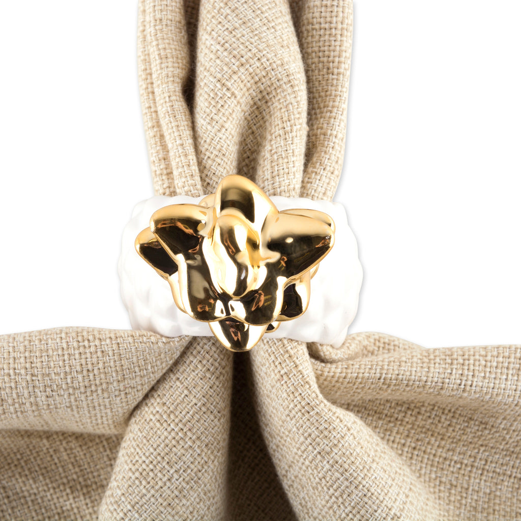 DII Gold Pineapple Napkin Ring Set of 4