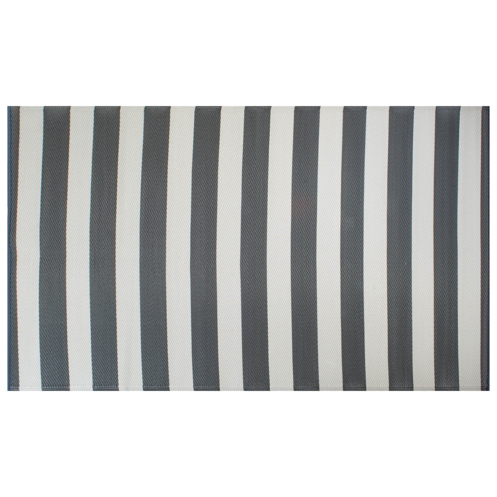 Gray/White Stripe Outdoor Rug 4x6 Ft