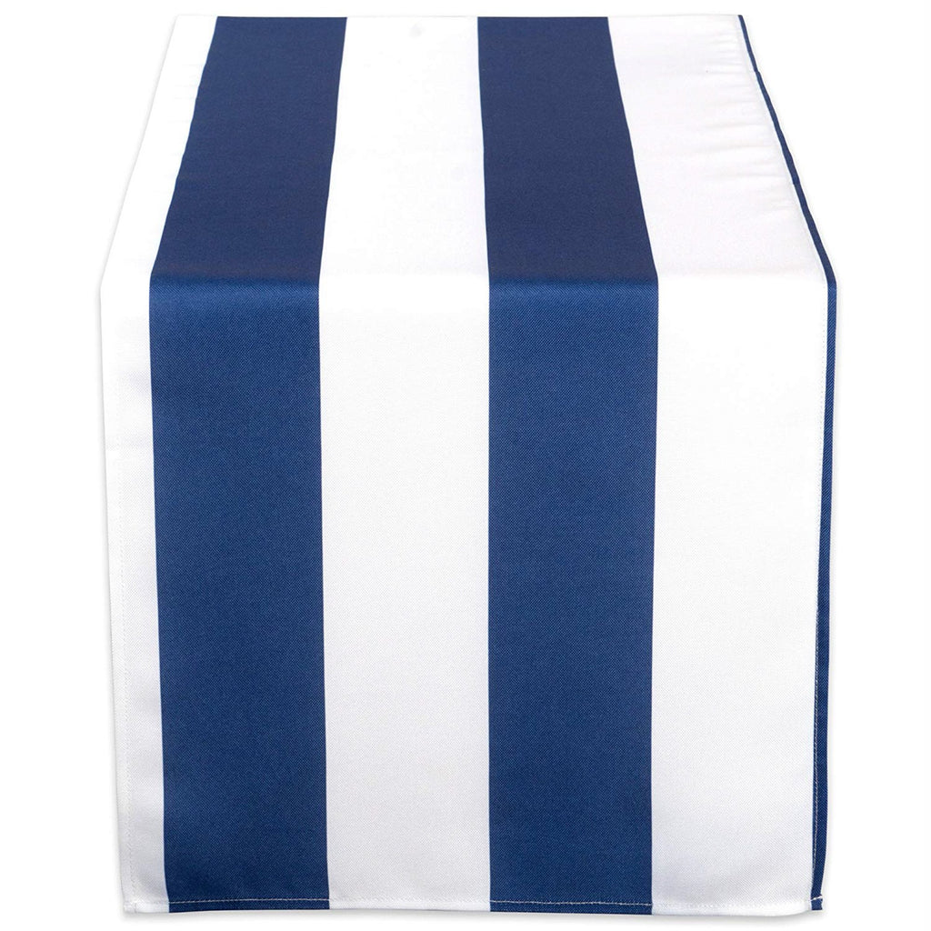 Nautical Blue Cabana Stripe Outdoor Table Runner 14x108