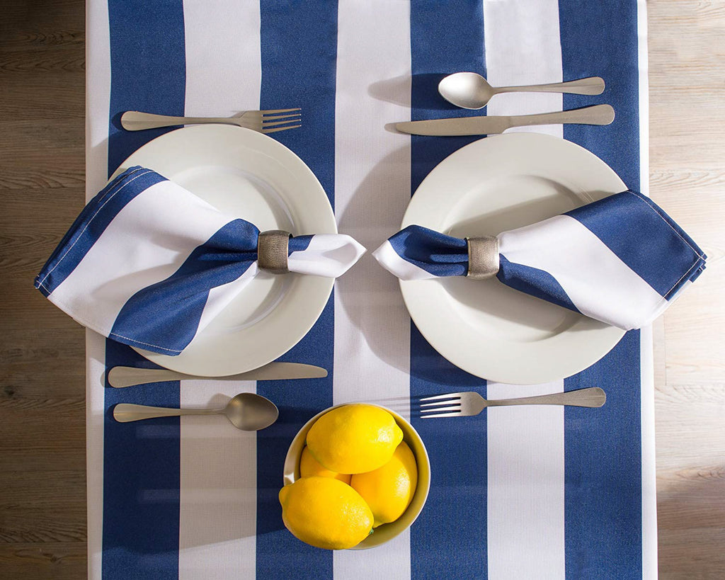 DII Nautical Blue Cabana Stripe Outdoor Tablecloth