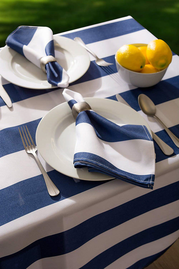 DII Nautical Blue Cabana Stripe Outdoor Tablecloth