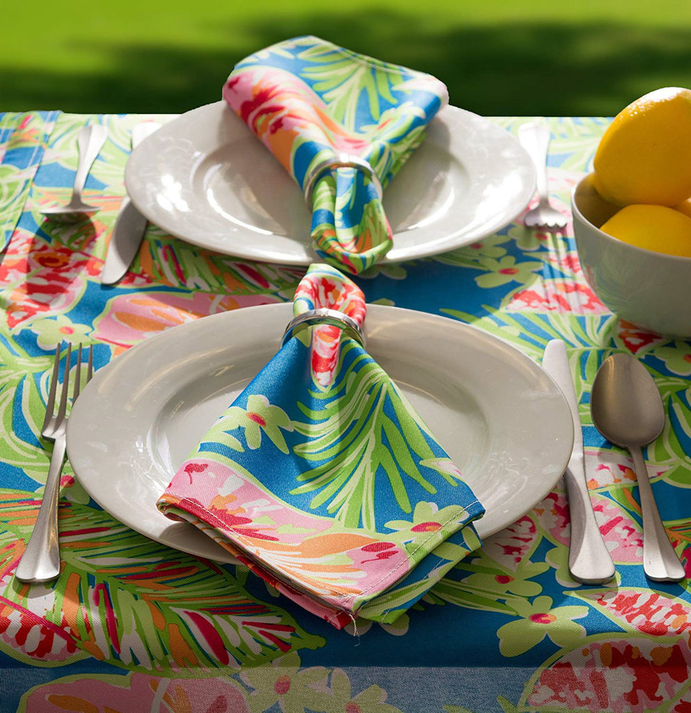 Summer Floral Outdoor Tablecloth With Zipper 52 Round