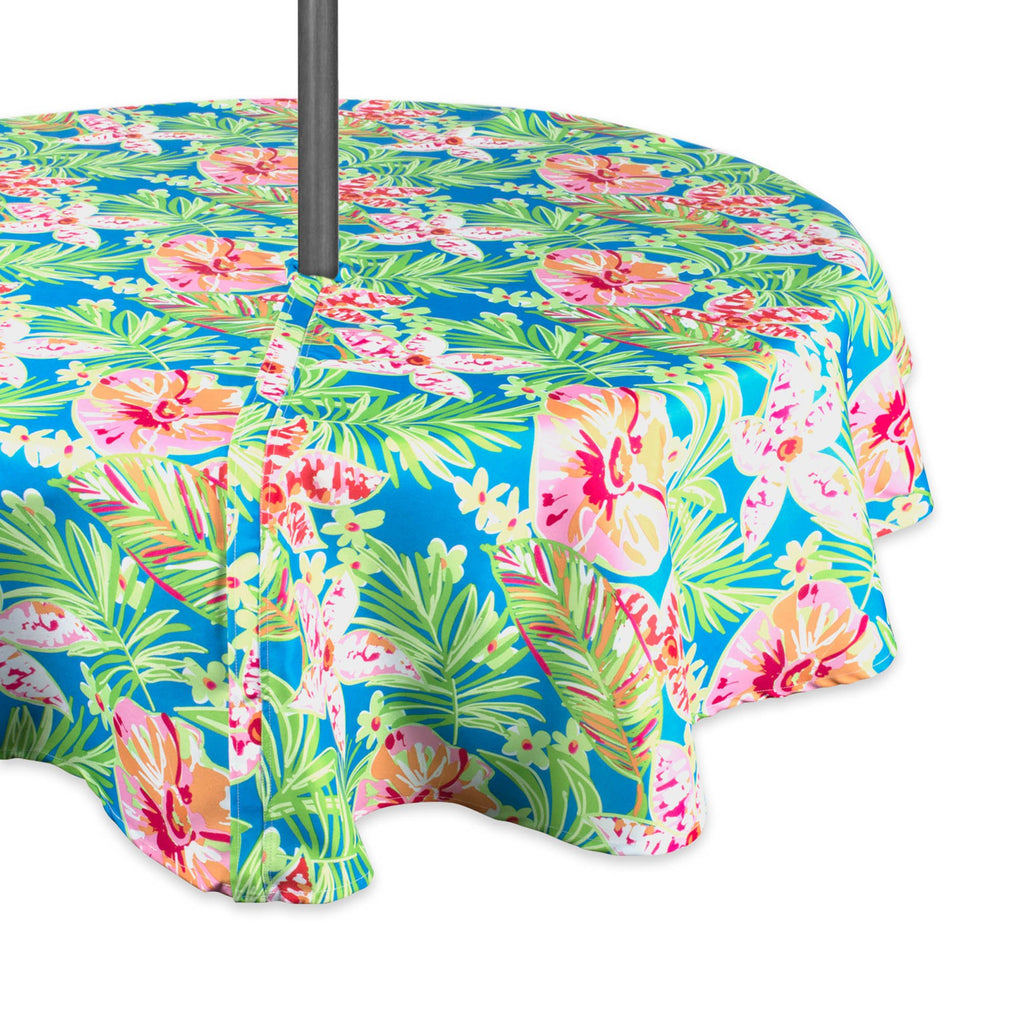 Summer Floral Outdoor Tablecloth With Zipper 60 Round