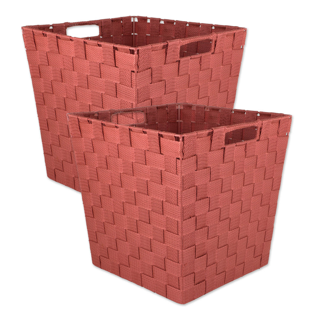 Nylon Bin Basketweave Rust Trapezoid 13x13x13 Set/2