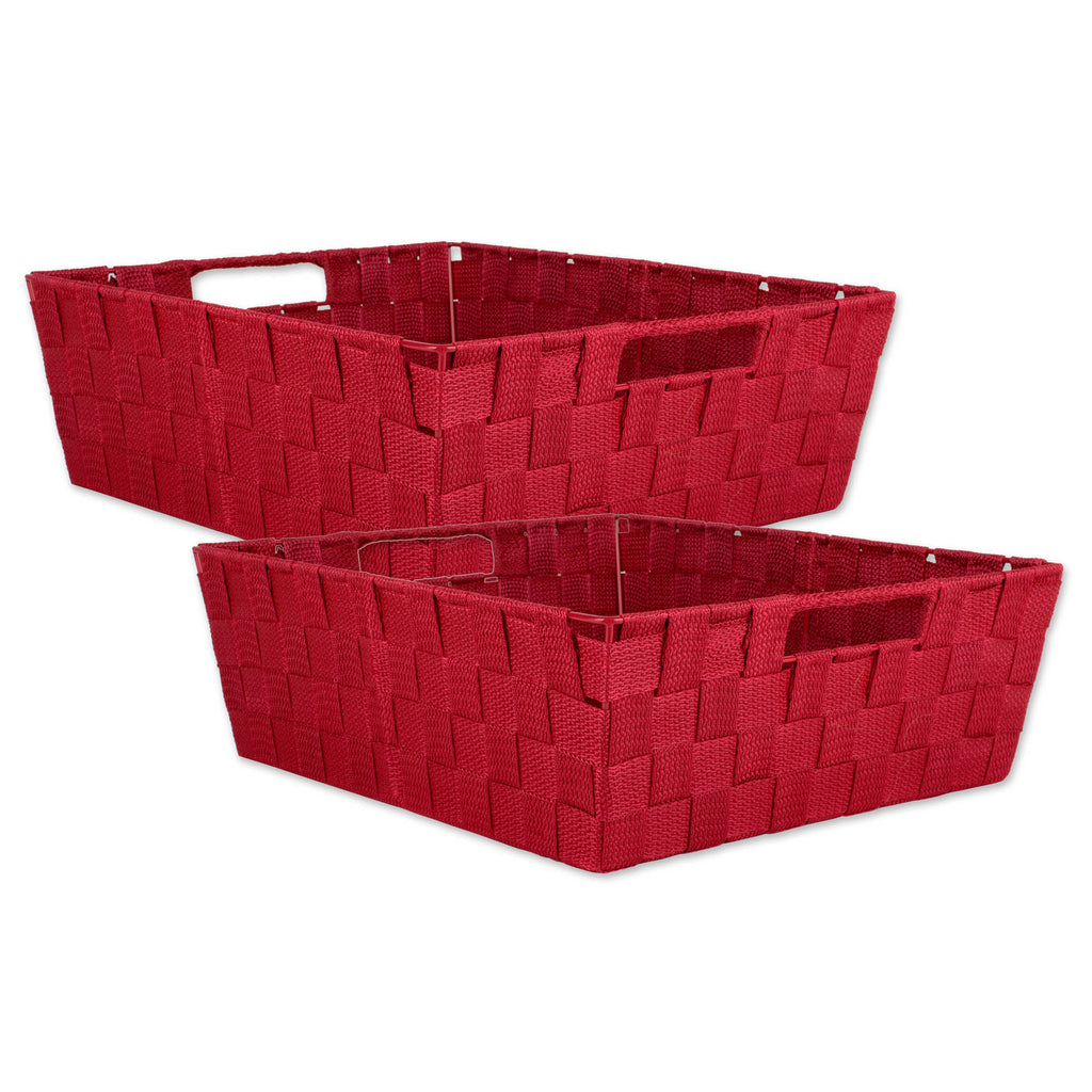 Nylon Bin Basketweave Red Trapezoid 13x15x5 Set/2
