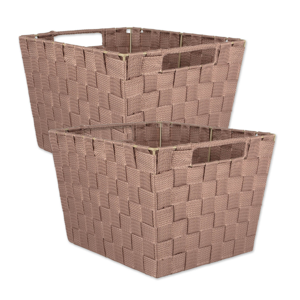 Nylon Bin Basketweave Taupe Trapezoid 13x15x10 Set/2
