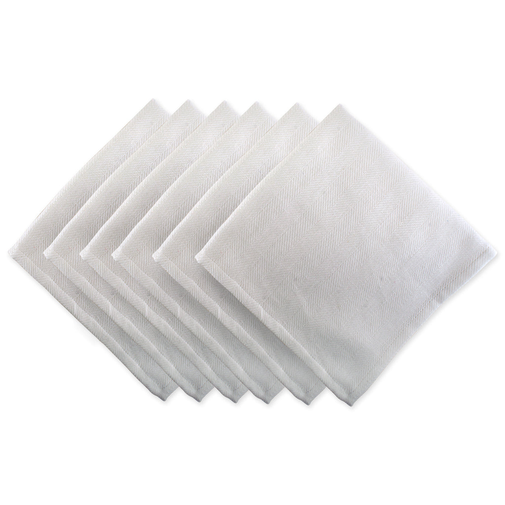 White Herringbone Basic Napkin Set/6