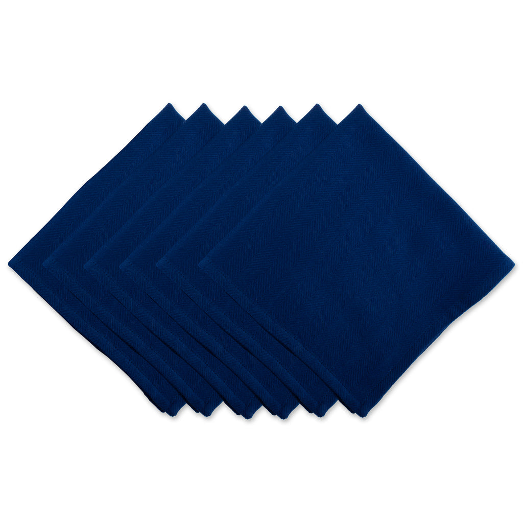Nautical Blue Herringbone Basic Napkin Set/6