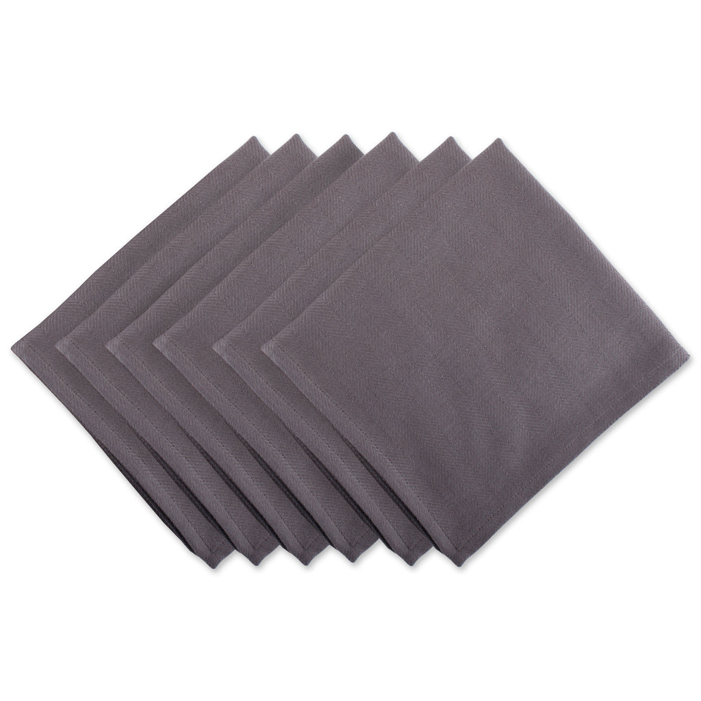 Gray Herringbone Basic Napkin Set/6