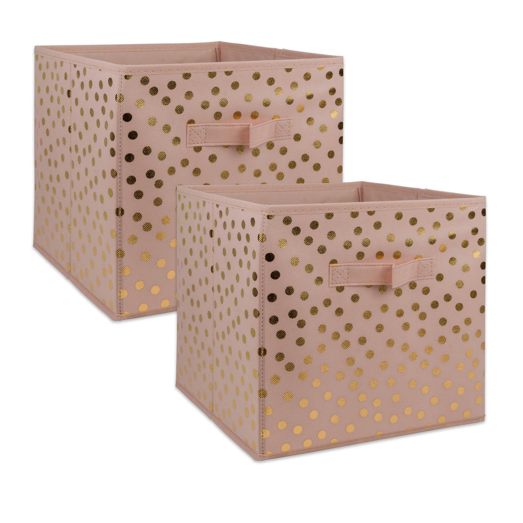 Nonwoven Polyester Cube Dots Millennial Pink/Gold Square 11x11x11 Set/2