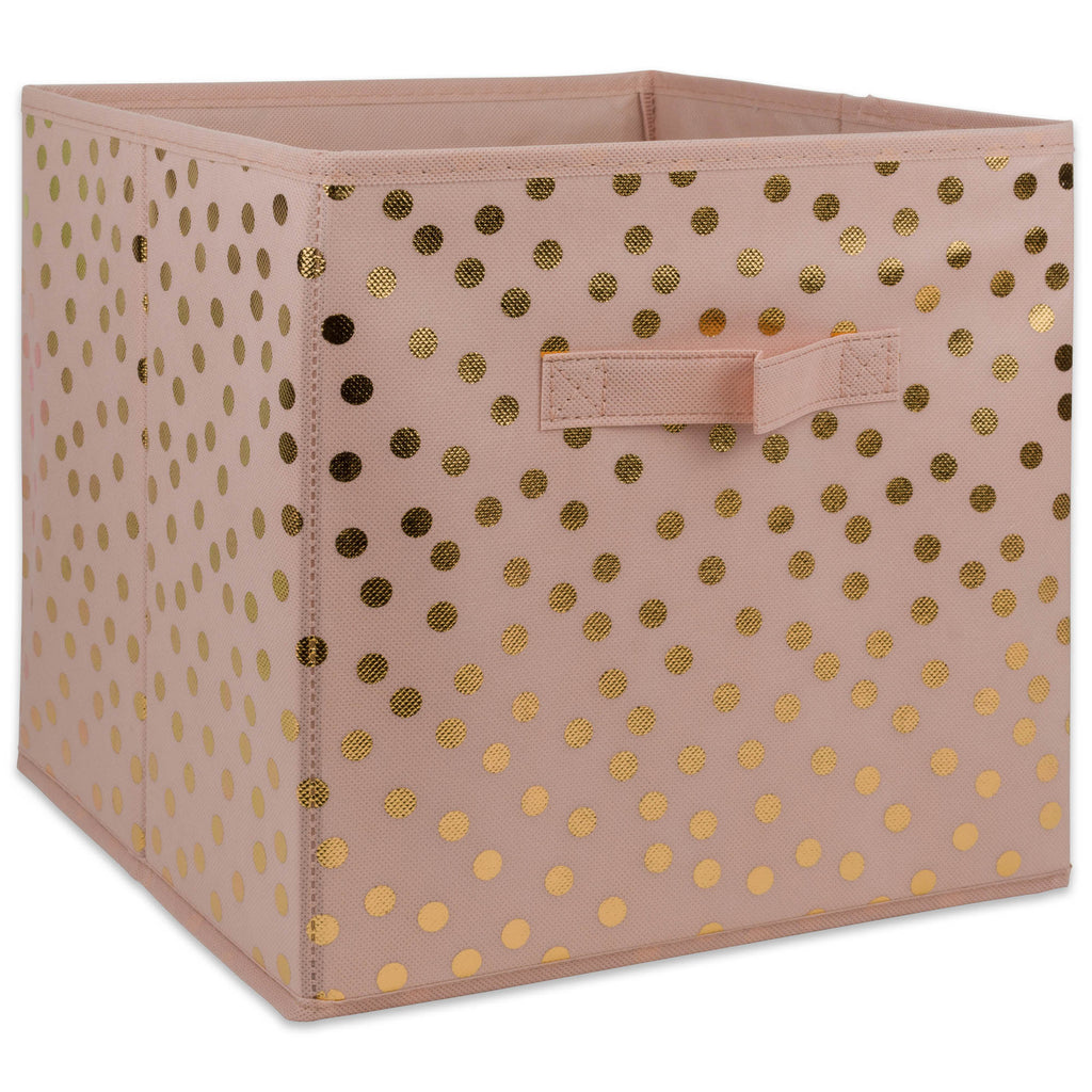 DII Nonwoven Polyester Cube Dots Millennial Pink/Gold Square Set of 4