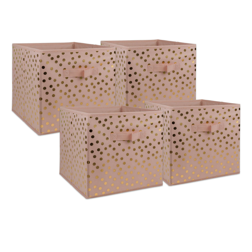 Nonwoven Polyester Cube Dots Millennial Pink/Gold Square 11x11x11 Set/4