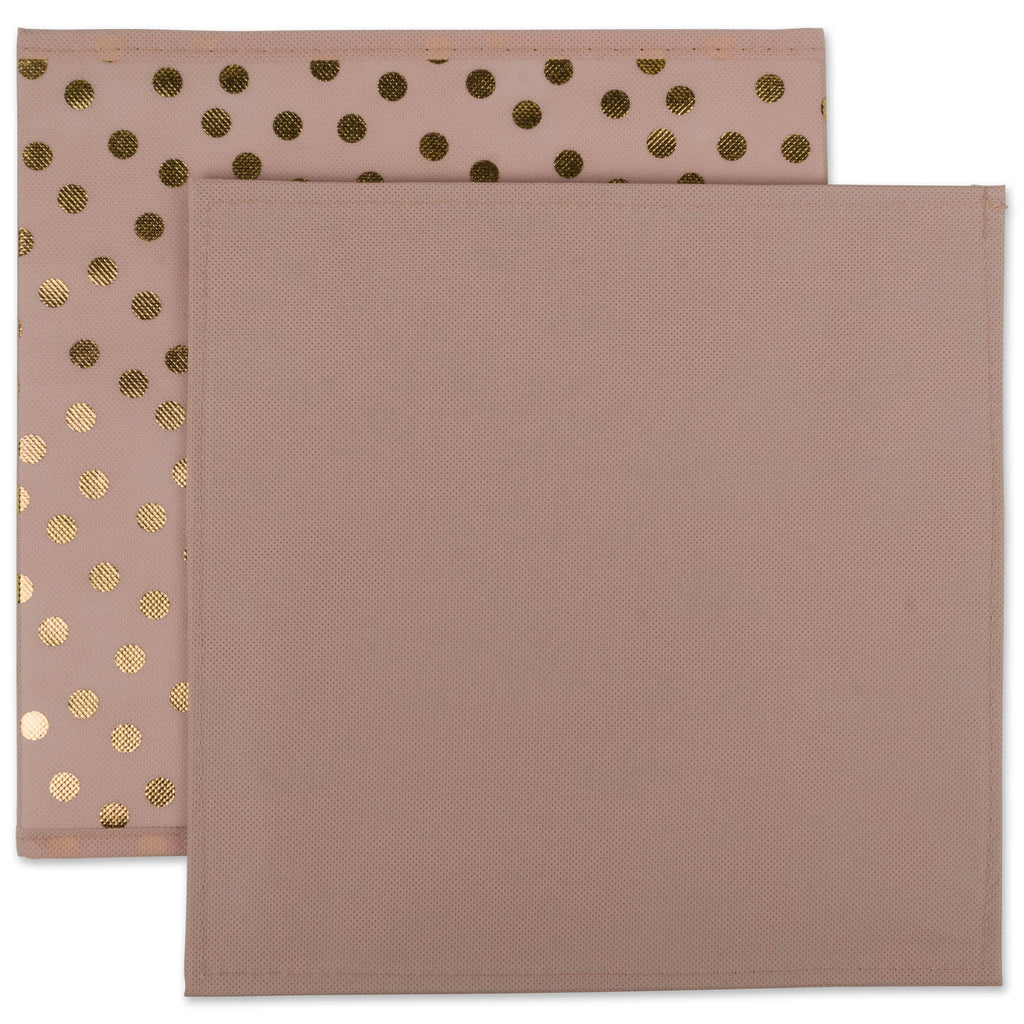 DII Nonwoven Polyester Cube Dots Millennial Pink/Gold Square Set of 2