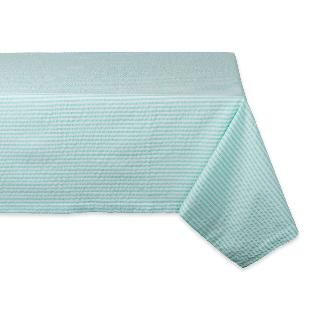 Aqua Seersucker Tablecloth 60x104