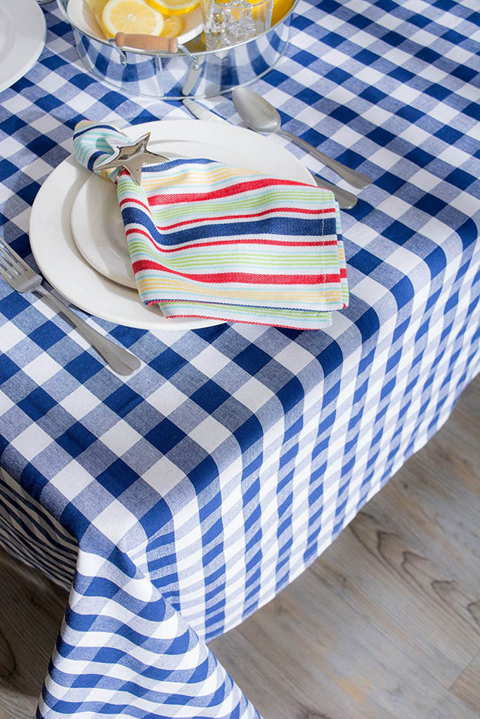 Navy/White Checkers Tablecloth