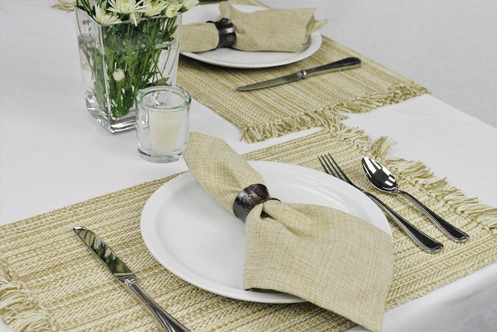 DII Variegated Taupe Fringe Placemat Set of 6