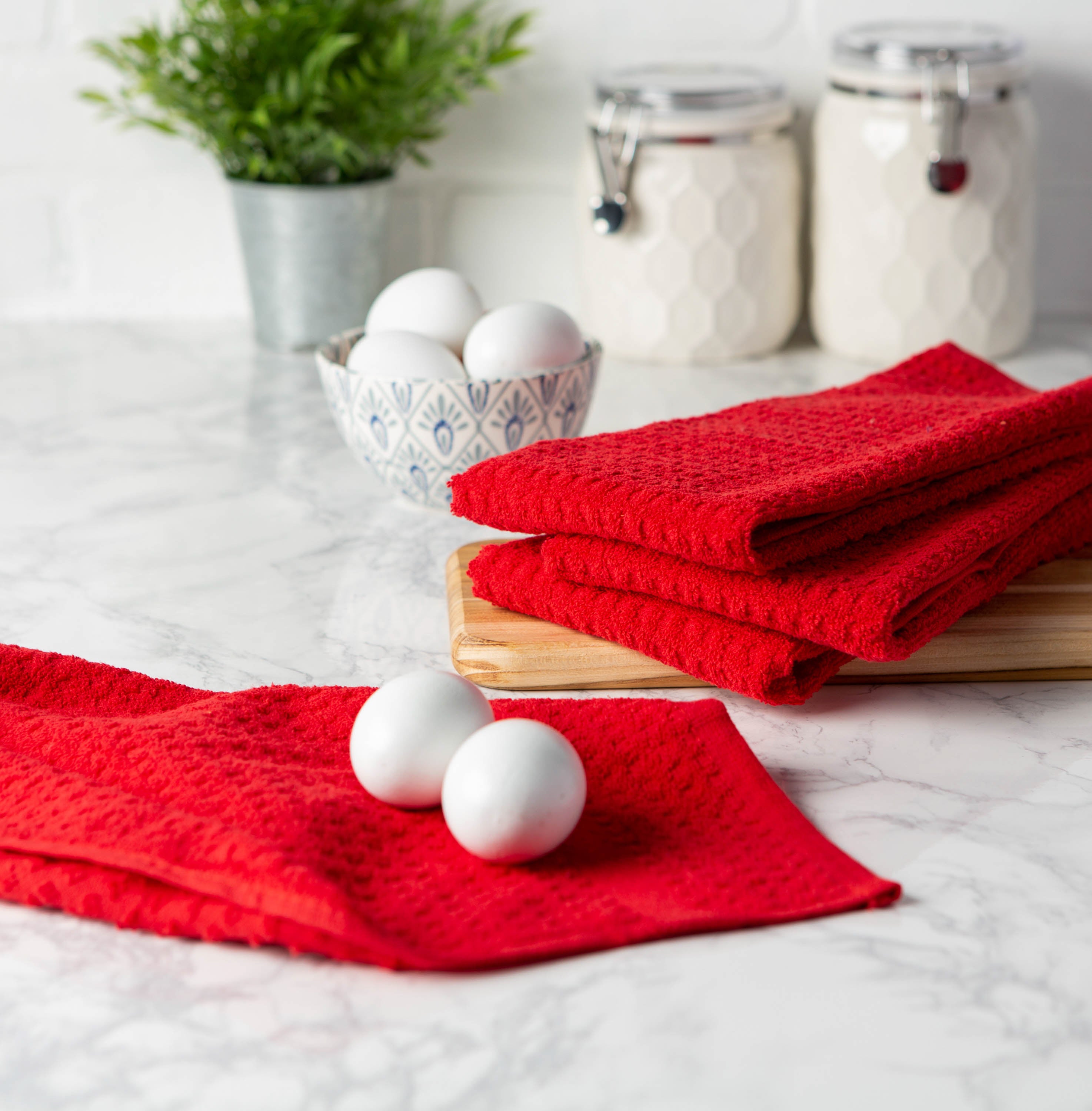 DII Solid Aqua Waffle Terry Dishtowel Set/4 in the Kitchen Towels  department at