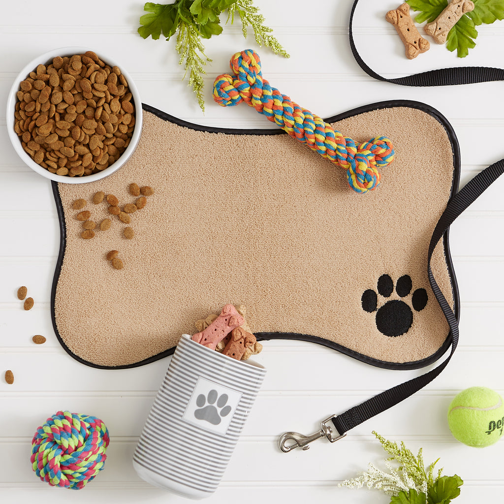 Taupe Bone Embroidered Pet Placemat