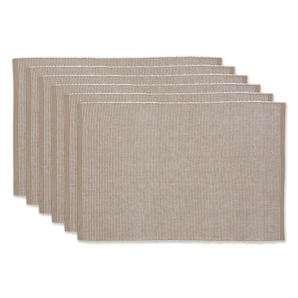 DII Stone & White 2-Tone Ribbed Placemat Set of 6