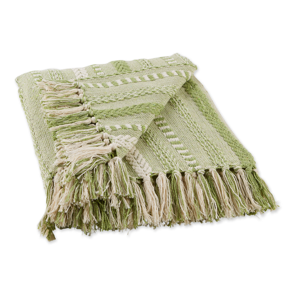 Antique Green Braided Stripe Throw