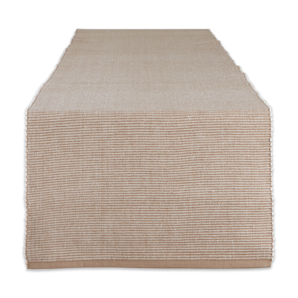 DII Stone & White 2-Tone Ribbed Table Runner 13X72"