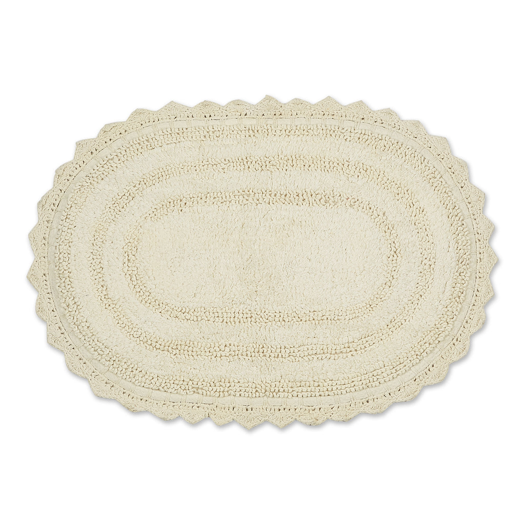 DII Off White Small Oval Crochet Bath Mat