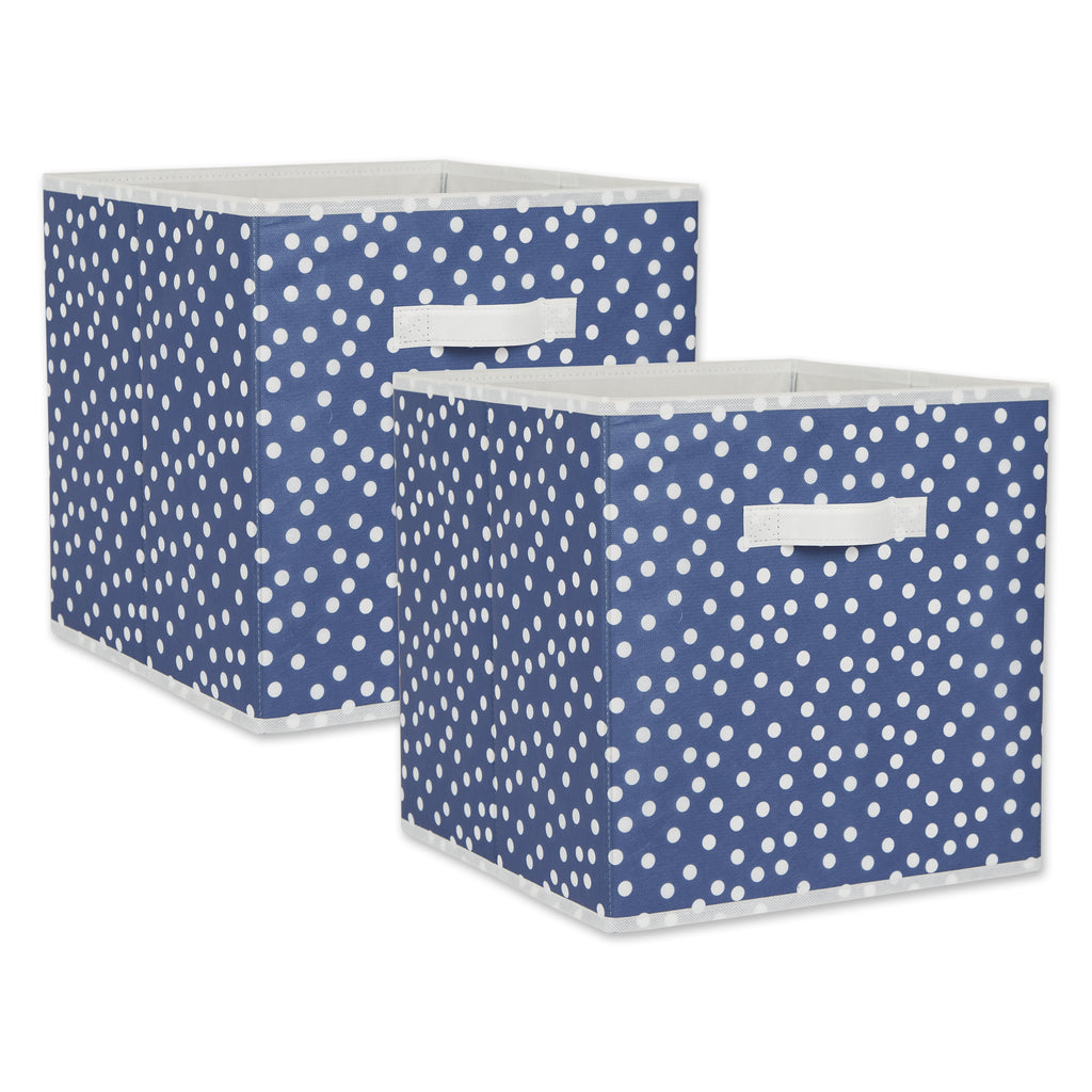 Nonwoven Polyester Cube Small Dots French Blue/White Square 13X13X13 Set Of 2