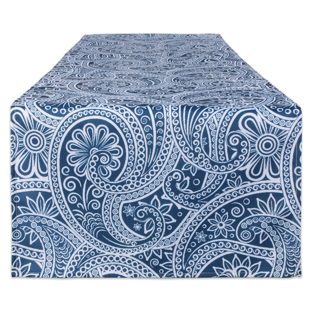Blue Paisley Print Outdoor Table Runner 14x72