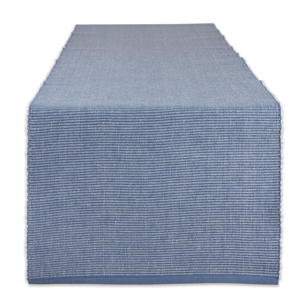 DII Stonewash Blue & White 2-Tone Ribbed Table Runner 13X72