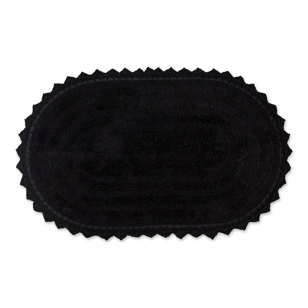 Black Large Oval Crochet Bath Mat