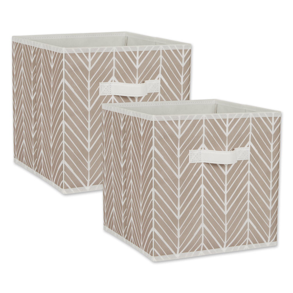 Nonwoven Polyester Cube Herringbone Stone Square 11X11X11 Set Of 2