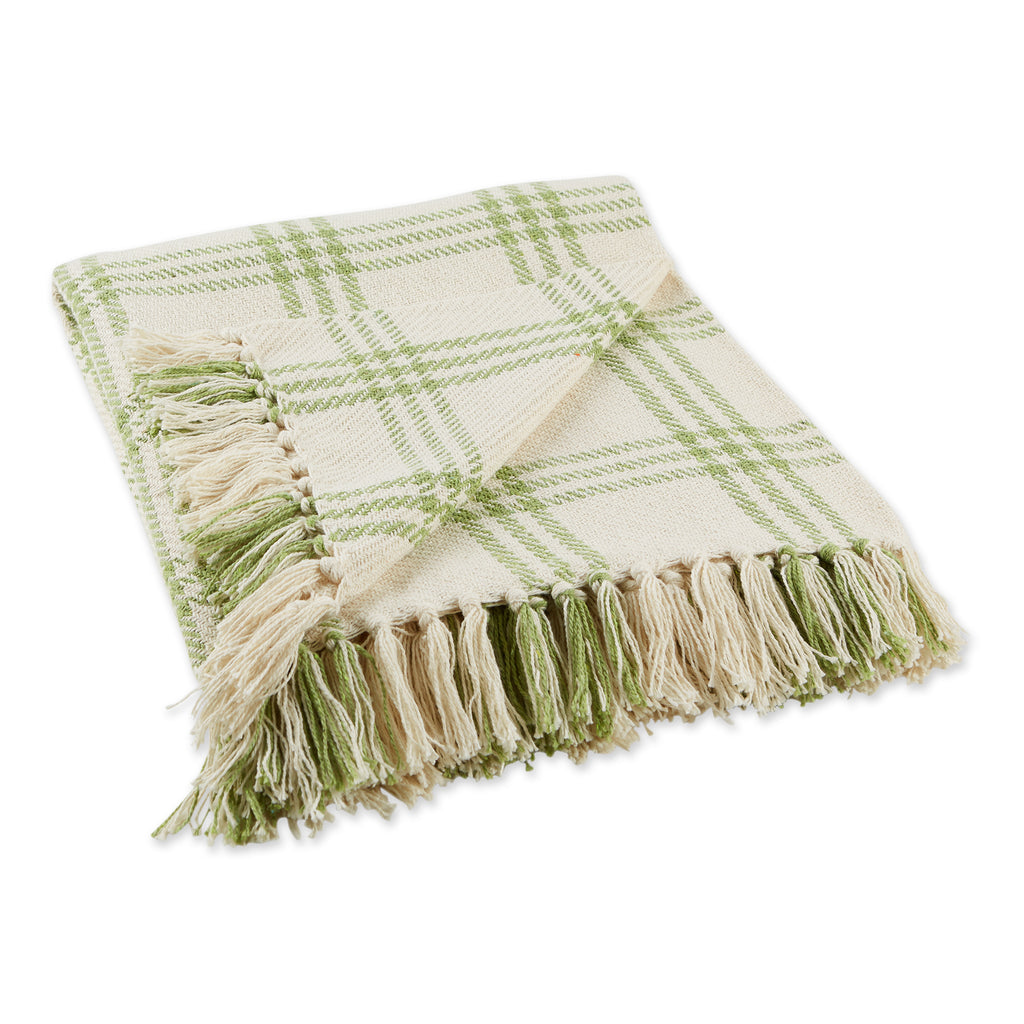 Antique Green Modern Farmhouse Plaid Throw